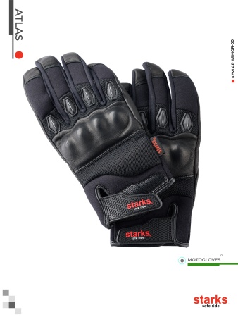 Мотоперчатки STARKS Altas (кожа/сетка) черный (L) LC0132-L , фото Мотоперчатки STARKS Altas (кожа/сетка) черный (L) LC0132-L , , ,