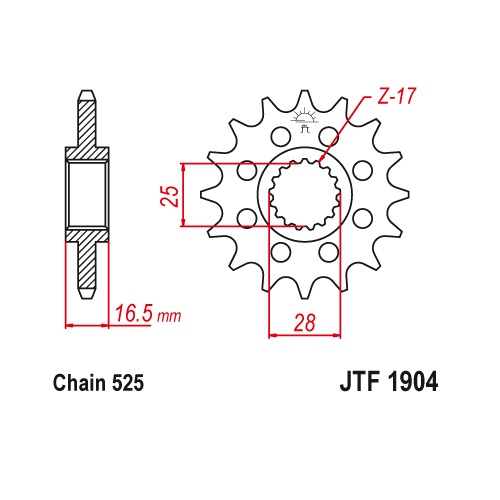 Звезда передняя JTF1904-17 JTF1904-16RB , фото Звезда передняя JTF1904-17 JTF1904-16RB , , ,