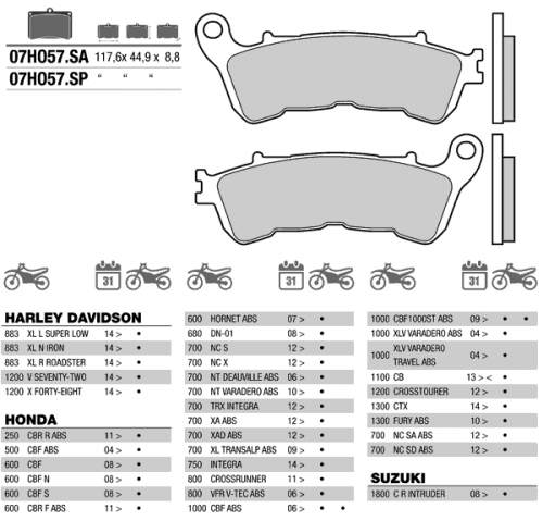 фото Колодки тормозные BREMBO 07HO57SA (FDB2196) FDB 2196 07HO57SA BREMBO	7063
BREMBO	07HO57
BREMBO	07HO57SA
BREMBO	07HO57SP
BREMBO	07.HO57.SA
BREMBO	07.HO57.SP
CL BRAKES	1159
CL BRAKES	3082
EBC	FA388
FERODO	FDB2196
GALFER	FD344
LUCAS/TRW	MCB776
NEWFREN	FD0385
Nissin	2P-308
SBS	192
SBS	828
VESRAH	VD 172,  , OEM Honda	06435-MET-651
OEM Honda	06435-MFA-D11
OEM Honda	06435-MFA-D12
OEM Honda	06455-KSV-J04
OEM Honda	06455-MBT-D51
OEM Honda	06455-MBT-D52
OEM Honda	06455-MCS-G01
OEM Honda	06455-MCS-G02
OEM Honda	06455-MCW-H01
OEM Honda	06455-MCW-H02
OEM Honda	06455-MEH-006
OEM Suzuki	59101-03810
OEM Suzuki	59101-03820, 
