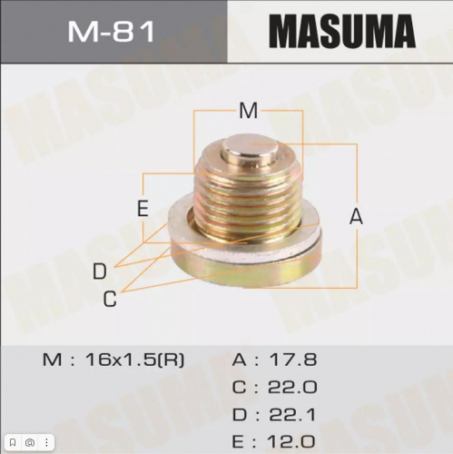 фото Маслосливной болт картера MASUMA M-81  MD050316 ,  , , 