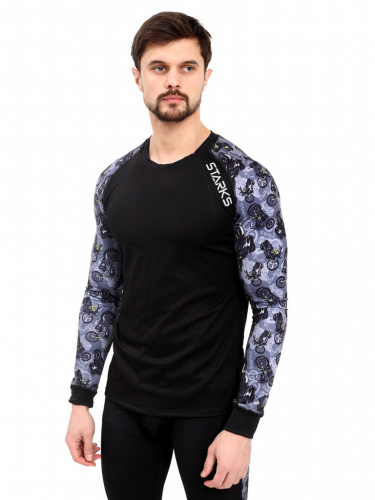 фото Термобелье КОФТА STARKS Long shirt COOLMAX (муж.,М,Черный/Принт) LC0011 ,  , , 