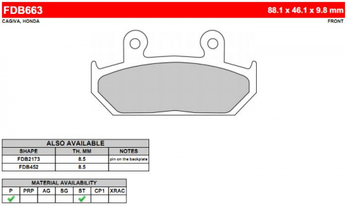 фото Колодки тормозные Ferodo FDB664 P FDB 664 P BRAKING	720
BREMBO	07HO41
BREMBO	07HO4108
BREMBO	07HO41SA
BREMBO	07.HO41.08
BREMBO	07.HO41.SA
CL BRAKES	2313
CL BRAKES	3059
DUNLOPAD	DP 118
EBC	FA196
EBC	FA226
EBC	FA 196
GALFER	FD140
GALFER	FD 112
GOODRIDGE	G48ST
LUCAS/TRW	MCB599
LUCAS/TRW	MCB677
NEWFREN	FD0130
NISSIN	2P-281
PREMIER	P48
SBS	630
SBS	700
SEMC	HO 36
VESRAH	VD 156/2
VESRAH	VD-156/2,  , OEM Honda	06435-MZ0-006
OEM Honda	06435-MZ0-760
OEM Honda	06455-MAB-405
OEM Honda	06455-MAW-621
OEM Honda	43105-ML7-923
OEM Honda	43105-MY7-405
OEM Honda	43106-ML7-923
OEM Triumph	T2020077
OEM Yamaha	1S6-W0045-00,  фото 2
