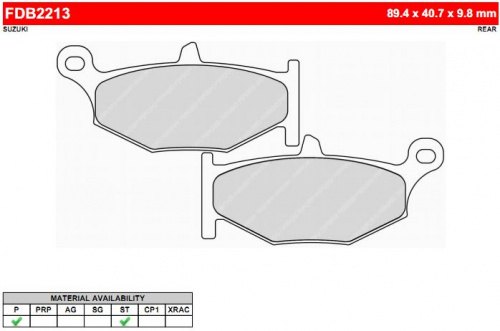фото Колодки тормозные Ferodo FDB2213 P FDB 2213 P BREMBO	07SU32
BREMBO	07SU32SP
BREMBO	07.SU32.SP
CL BRAKES	1163
EBC	FA419
LUCAS	MCB783
NEWFREN	FD0402
VESRAH	VD 359,  , OEM Suzuki	69100-15820
OEM Suzuki	69100-15830
OEM Suzuki	69101-44810
OEM Suzuki	69101-44820
OEM Suzuki	69101-44830, 