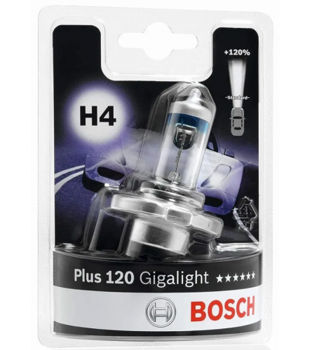 фото Лампа H4 BOSCH 60/55W P43t +120% Gigalight Plus 120 1987301109 ,  , , 