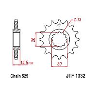 фото Звезда передняя JTF1332-14  JTF1332-14