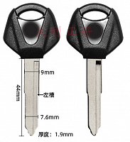 фото Болванка ключа YAMAHA, цвет черный, левый, длинна: 53,5мм, (04)  key-yamaha-blk-l-53.5