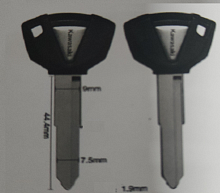 фото Болванка ключа KAWASAKI, Левый, цвет черный (44,4мм) (06)  key-kawasaki-blk-l-44.4