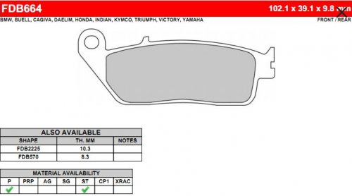 фото Колодки тормозные Ferodo FDB664 P FDB 664 P BRAKING	720
BREMBO	07HO41
BREMBO	07HO4108
BREMBO	07HO41SA
BREMBO	07.HO41.08
BREMBO	07.HO41.SA
CL BRAKES	2313
CL BRAKES	3059
DUNLOPAD	DP 118
EBC	FA196
EBC	FA226
EBC	FA 196
GALFER	FD140
GALFER	FD 112
GOODRIDGE	G48ST
LUCAS/TRW	MCB599
LUCAS/TRW	MCB677
NEWFREN	FD0130
NISSIN	2P-281
PREMIER	P48
SBS	630
SBS	700
SEMC	HO 36
VESRAH	VD 156/2
VESRAH	VD-156/2,  , OEM Honda	06435-MZ0-006
OEM Honda	06435-MZ0-760
OEM Honda	06455-MAB-405
OEM Honda	06455-MAW-621
OEM Honda	43105-ML7-923
OEM Honda	43105-MY7-405
OEM Honda	43106-ML7-923
OEM Triumph	T2020077
OEM Yamaha	1S6-W0045-00, 