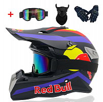фото Комплект шлем RED Bull(L), черный-синий + перчатки, балаклава, очки для мотокросса  edx-complect-redbull-L