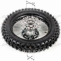фото Обод задний с резиной 14" 90/100-14" (d15mm, торм. диск 190мм,420-41) сталь, черный  00000011339