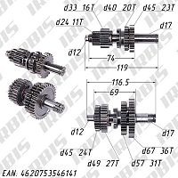 фото Валы КПП с шестернями 152FMH,152FMI,153FMI,154FMI; ALPHA,DELTA,TTR125  