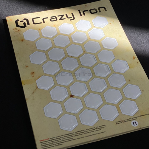 Наклейка на бак CRAZY IRON боковая, "соты", белые cipr8006white , фото Наклейка на бак CRAZY IRON боковая, "соты", белые cipr8006white , , ,
