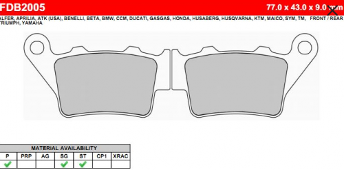 Колодки тормозные Ferodo FDB2005 SG FDB 2005 SG OEM Aprilia AP858200
OEM Aprilia AP8113538
OEM BMW 34 21 2 345 449
OEM BMW 34 21 7 664 983
OEM DUCATI 61340761A
OEM Honda 06435-MAK-003
OEM Kymco 50313-0301-00
OEM Kymco 50313-0900-00
OEM Kymco 54613-3092-00
OEM Kymco 54613-3093-00
OEM Kymco 75013-0900-00
OEM Triumph T2024901
OEM Yamaha 4GV-F5811-00
OEM Yamaha 5VK-W0046-00, фото Колодки тормозные Ferodo FDB2005 SG FDB 2005 SG BREMBO 07BB0235 (FDB2005)
BREMBO 07BB0258 (FDB2005)
BREMBO 07BB0265 (FDB2005)
BREMBO 07BB02SD (FDB2005), , OEM Aprilia AP858200
OEM Aprilia AP8113538
OEM BMW 34 21 2 345 449
OEM BMW 34 21 7 664 983
OEM DUCATI 61340761A
OEM Honda 06435-MAK-003
OEM Kymco 50313-0301-00
OEM Kymco 50313-0900-00
OEM Kymco 54613-3092-00
OEM Kymco 54613-3093-00
OEM Kymco 75013-0900-00
OEM Triumph T2024901
OEM Yamaha 4GV-F5811-00
OEM Yamaha 5VK-W0046-00,