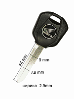 фото Болванка ключа Honda, цвет черный, правый, длинна 44мм (04)  key-honda-blk-r-44
