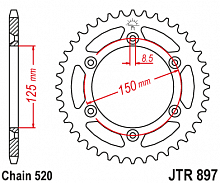 фото Звезда задняя JTA897-49BLK  JTA 897-49BLK
