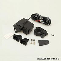 фото Прикуриватель SM-PARTS с USB разъемами, крепление на руль  002840